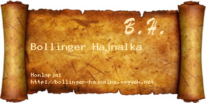 Bollinger Hajnalka névjegykártya